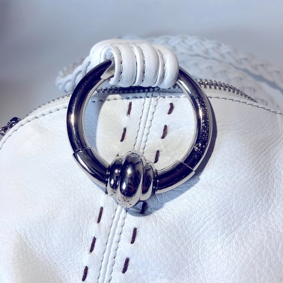 Authentic B MAKOWSKY Leather Braided Straps A211928 Handbag Purse White NWOT - Picture 7 of 14